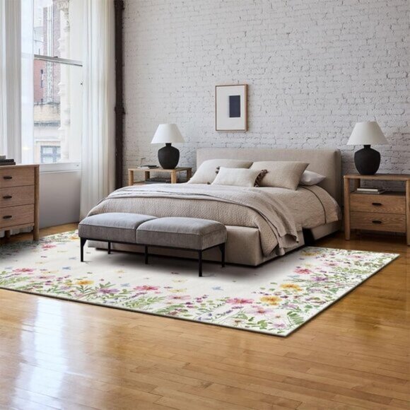 Amazon.com: Blue Butterfly Area Rugs 5x7, Butterfly Rose  New 5x7 Spring Area Rug, Low-Profile Floral Butterfly Carpet for Entry & Bedroom
